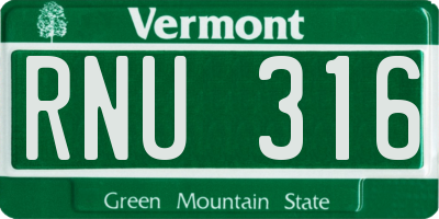 VT license plate RNU316