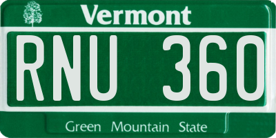VT license plate RNU360