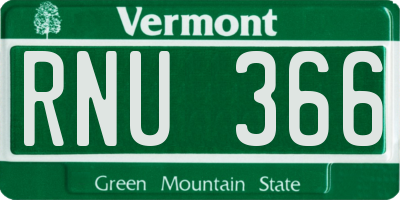 VT license plate RNU366