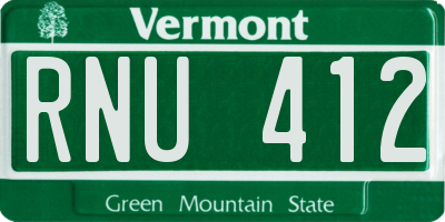 VT license plate RNU412