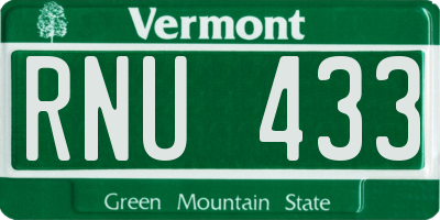VT license plate RNU433