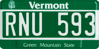 VT license plate RNU593
