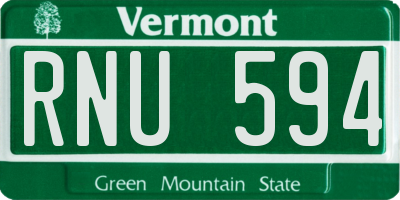 VT license plate RNU594