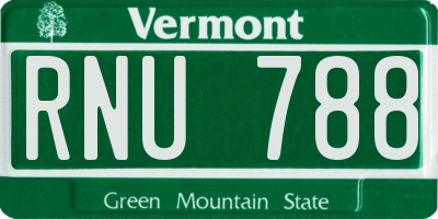 VT license plate RNU788