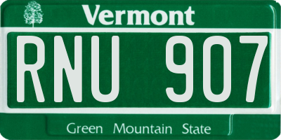 VT license plate RNU907