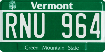 VT license plate RNU964