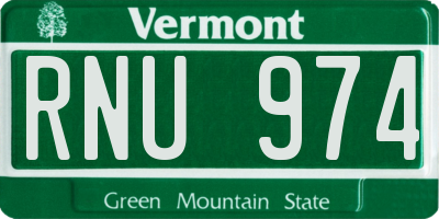 VT license plate RNU974