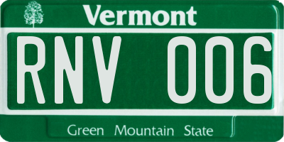 VT license plate RNV006