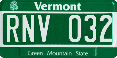 VT license plate RNV032