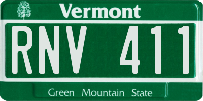 VT license plate RNV411