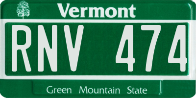 VT license plate RNV474