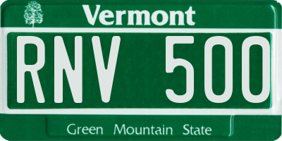 VT license plate RNV500