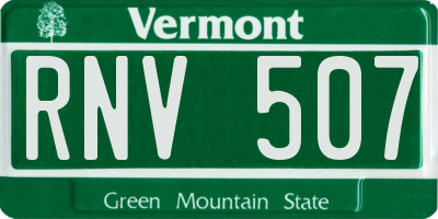 VT license plate RNV507