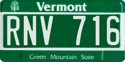 VT license plate RNV716
