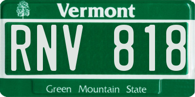 VT license plate RNV818