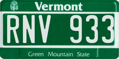 VT license plate RNV933