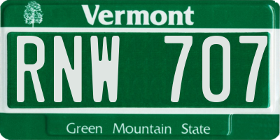 VT license plate RNW707