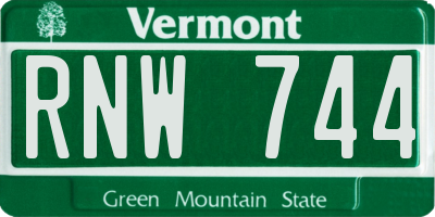 VT license plate RNW744