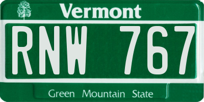 VT license plate RNW767