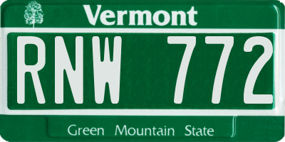 VT license plate RNW772