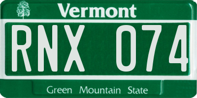 VT license plate RNX074