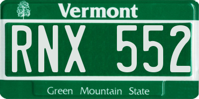 VT license plate RNX552