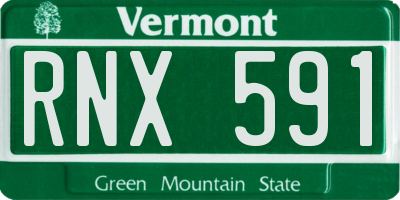 VT license plate RNX591
