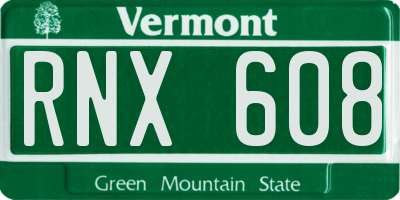 VT license plate RNX608
