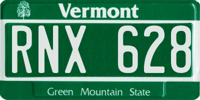 VT license plate RNX628