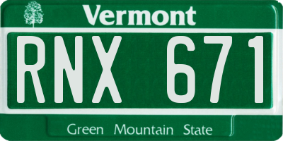 VT license plate RNX671
