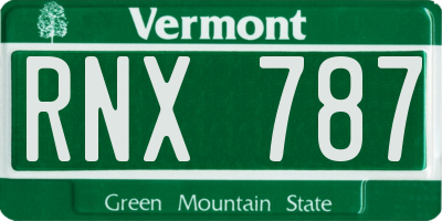 VT license plate RNX787