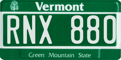 VT license plate RNX880