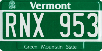 VT license plate RNX953