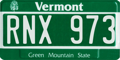 VT license plate RNX973