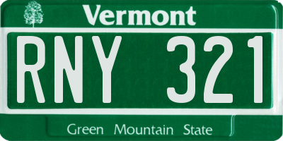 VT license plate RNY321