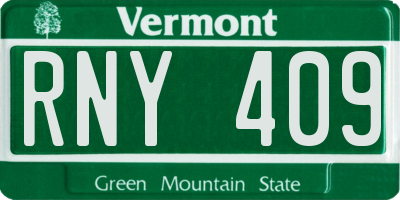 VT license plate RNY409