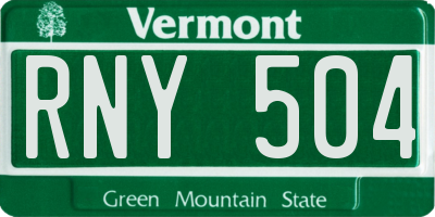 VT license plate RNY504