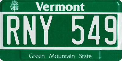 VT license plate RNY549