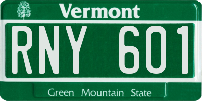 VT license plate RNY601