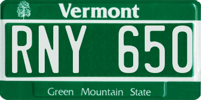 VT license plate RNY650