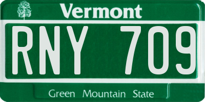 VT license plate RNY709
