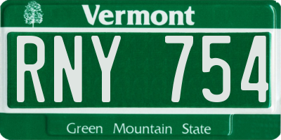 VT license plate RNY754