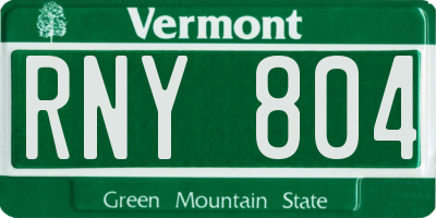 VT license plate RNY804