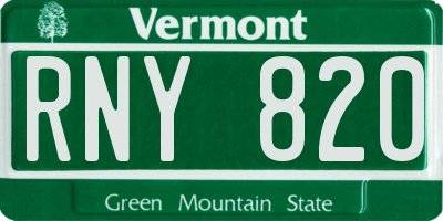 VT license plate RNY820