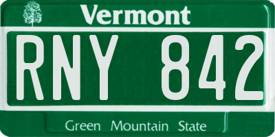 VT license plate RNY842