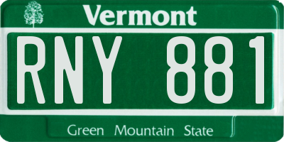 VT license plate RNY881