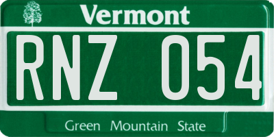 VT license plate RNZ054