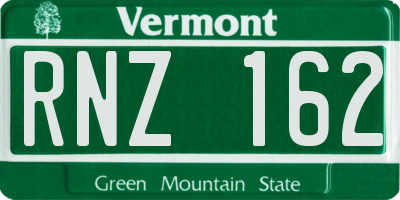 VT license plate RNZ162