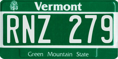 VT license plate RNZ279