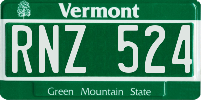 VT license plate RNZ524